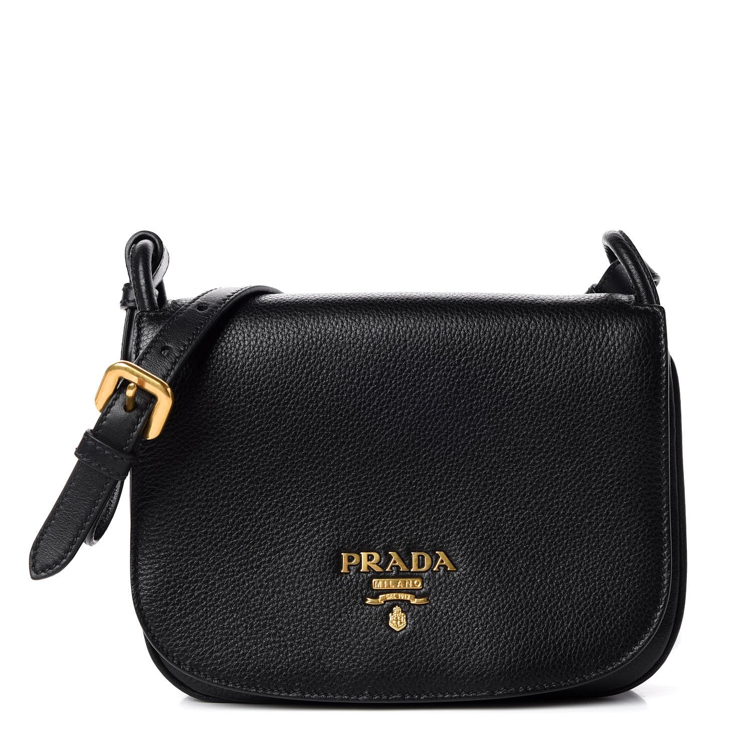 Prada Vitello Daino Saddle Bag Black 1 of 9