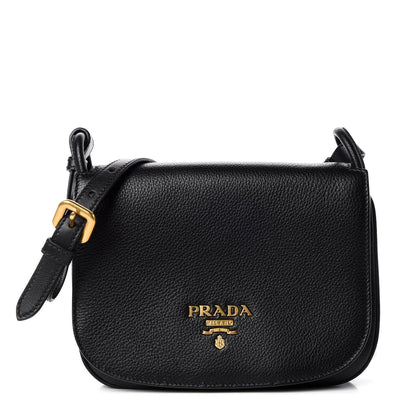 Prada Vitello Daino Saddle Bag Black 1 of 9
