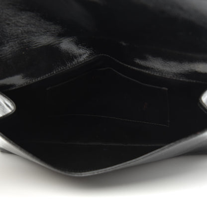 Saint Laurent Textured Patent Monogram Large Belle De Jour Clutch Black 5 of 7