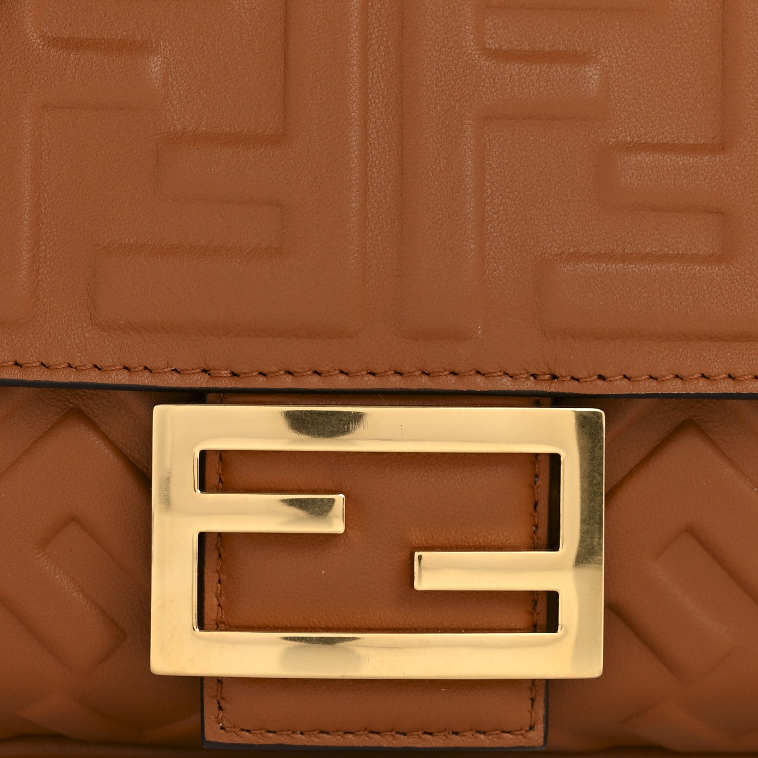 Fendi Nappa FF 1974 Embossed Baguette Brandy 11 of 12