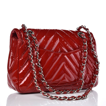 Chanel Patent Chevron Quilted Medium Single Flap Red 4 of 16