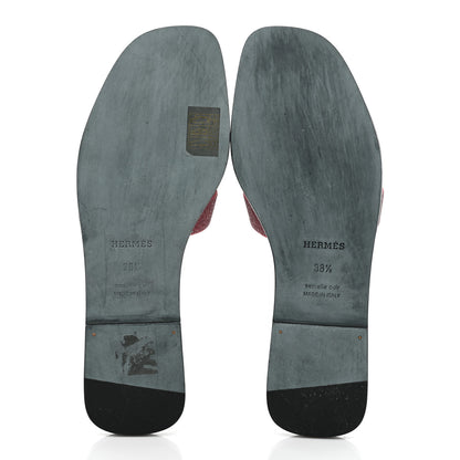 Hermes Suede Goatskin Crystal Powder Oran Sandals 38.5 Bois De Rose 5 of 10