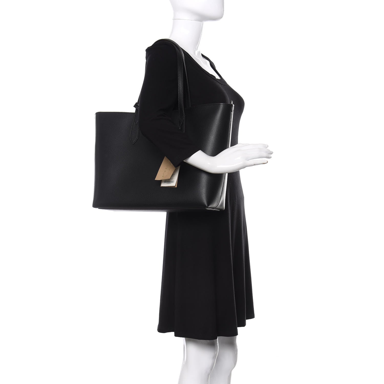 Burberry Grainy Calfskin Haymarket Check Medium Reversible Tote Black 2 of 9