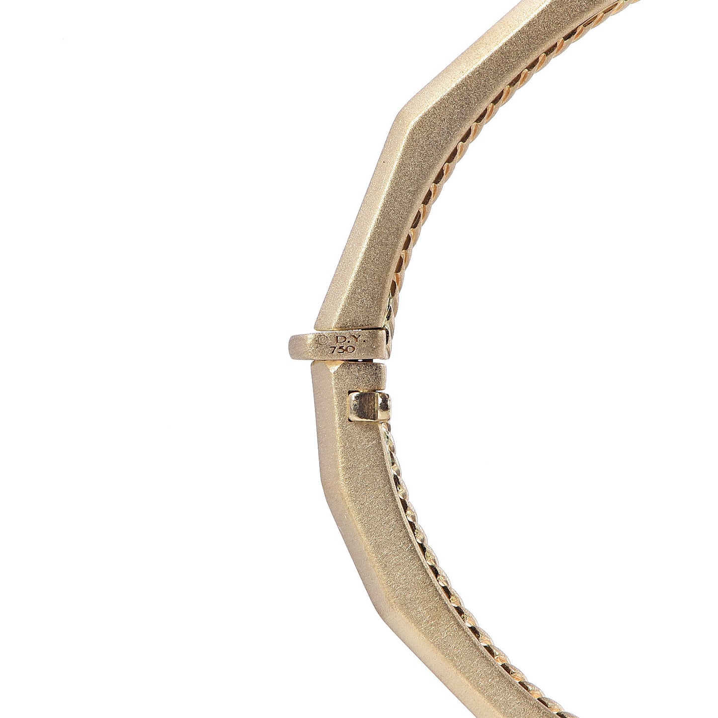 18K Yellow Gold 3mm Single Row Stax Faceted Bangle Bracelet