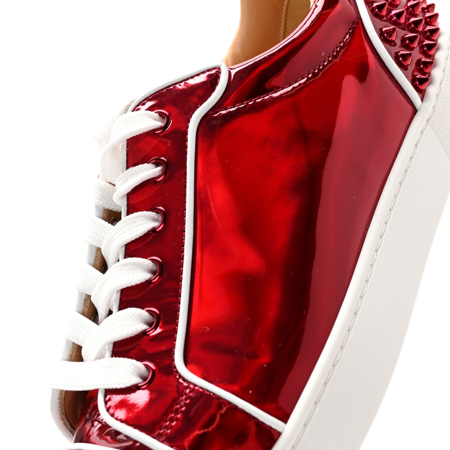 Christian Louboutin Metallic Patent Mens Seavaste 2 Orlato Flat Sneakers 42 Red 10 of 15
