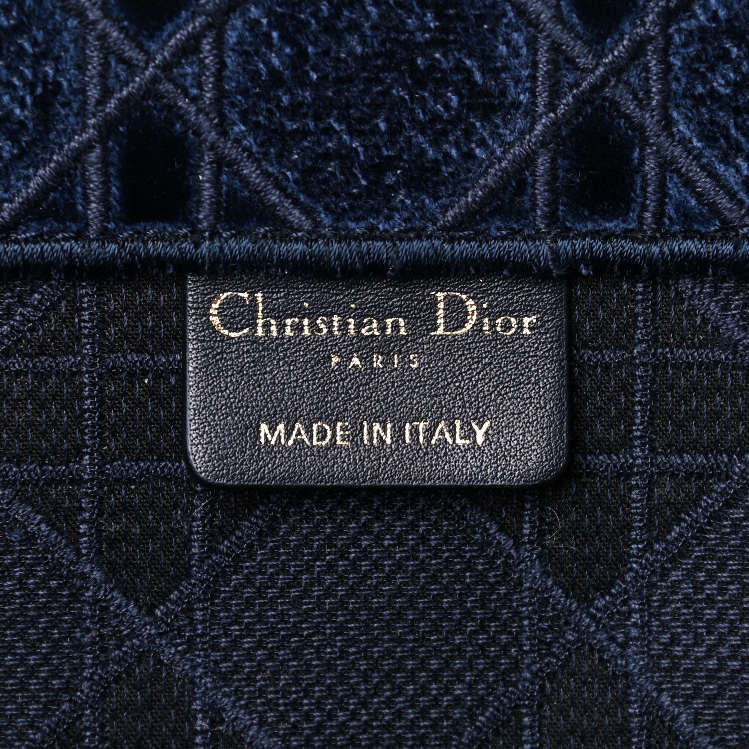Christian Dior Velvet Cannage Large Book Tote Navy Blue 6 of 17
