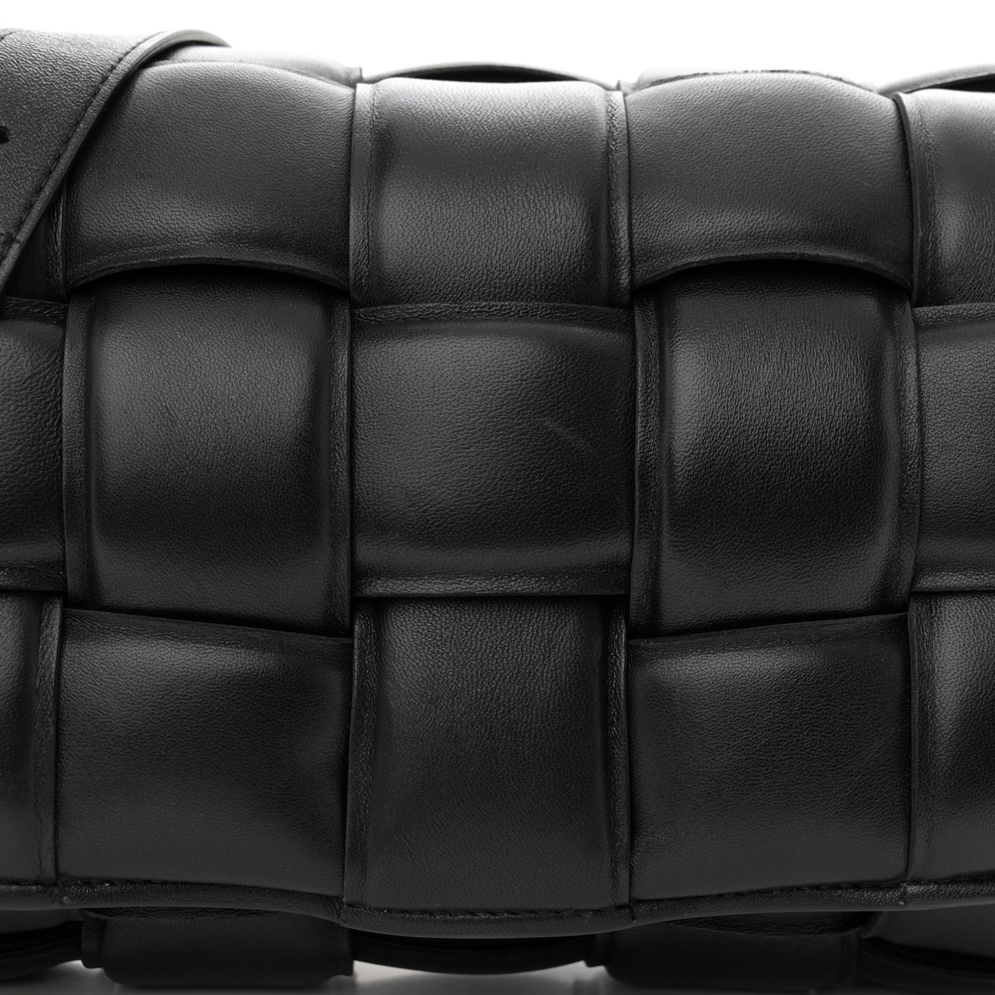 Nappa Maxi Intreccio Padded Cassette Crossbody Bag Black