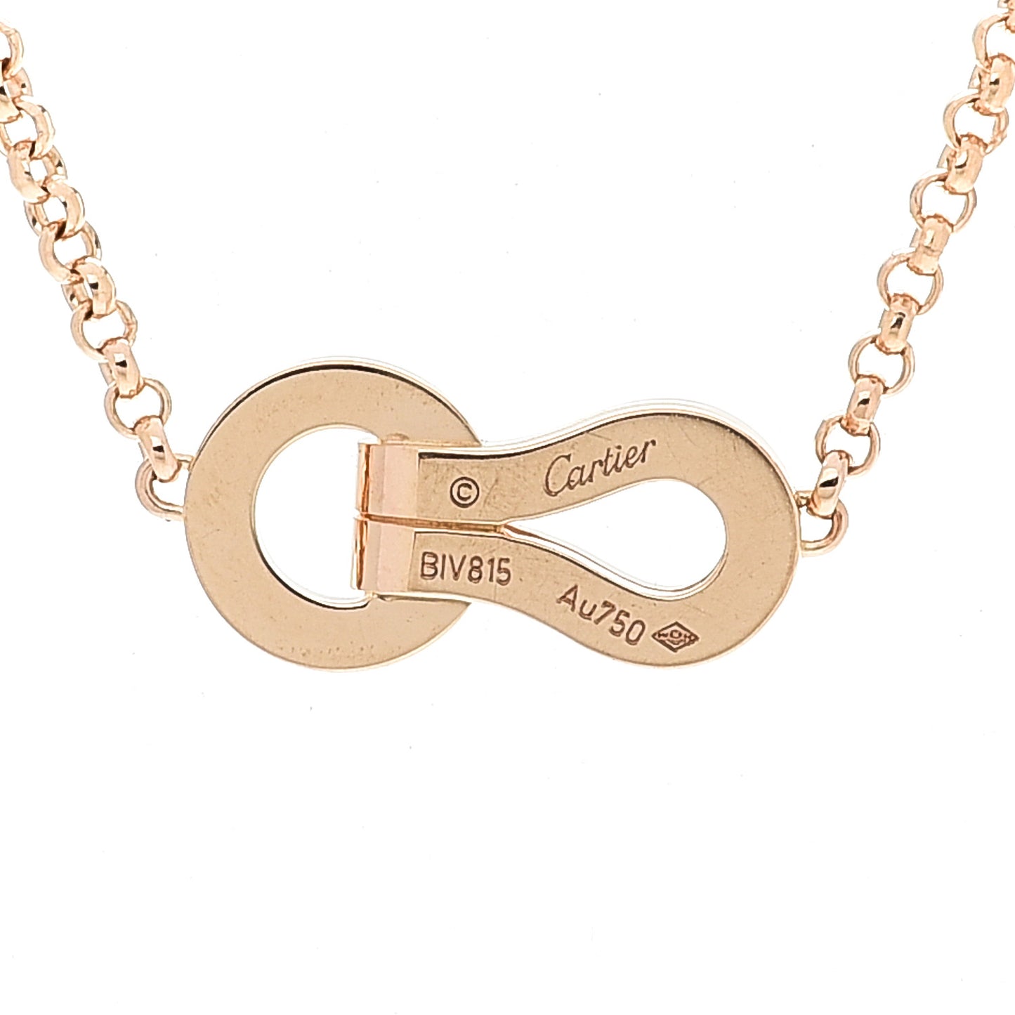 18K Pink Gold Diamond Agrafe Paved Pendant Necklace