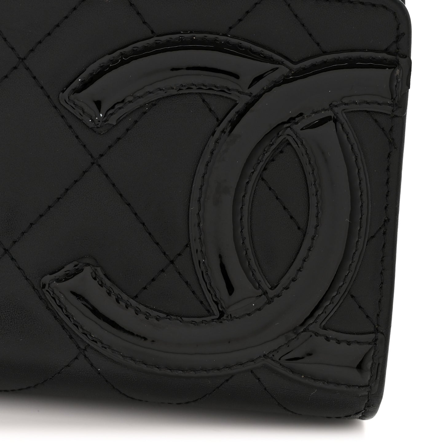 Calfskin Quilted Cambon Long Double Wallet Black