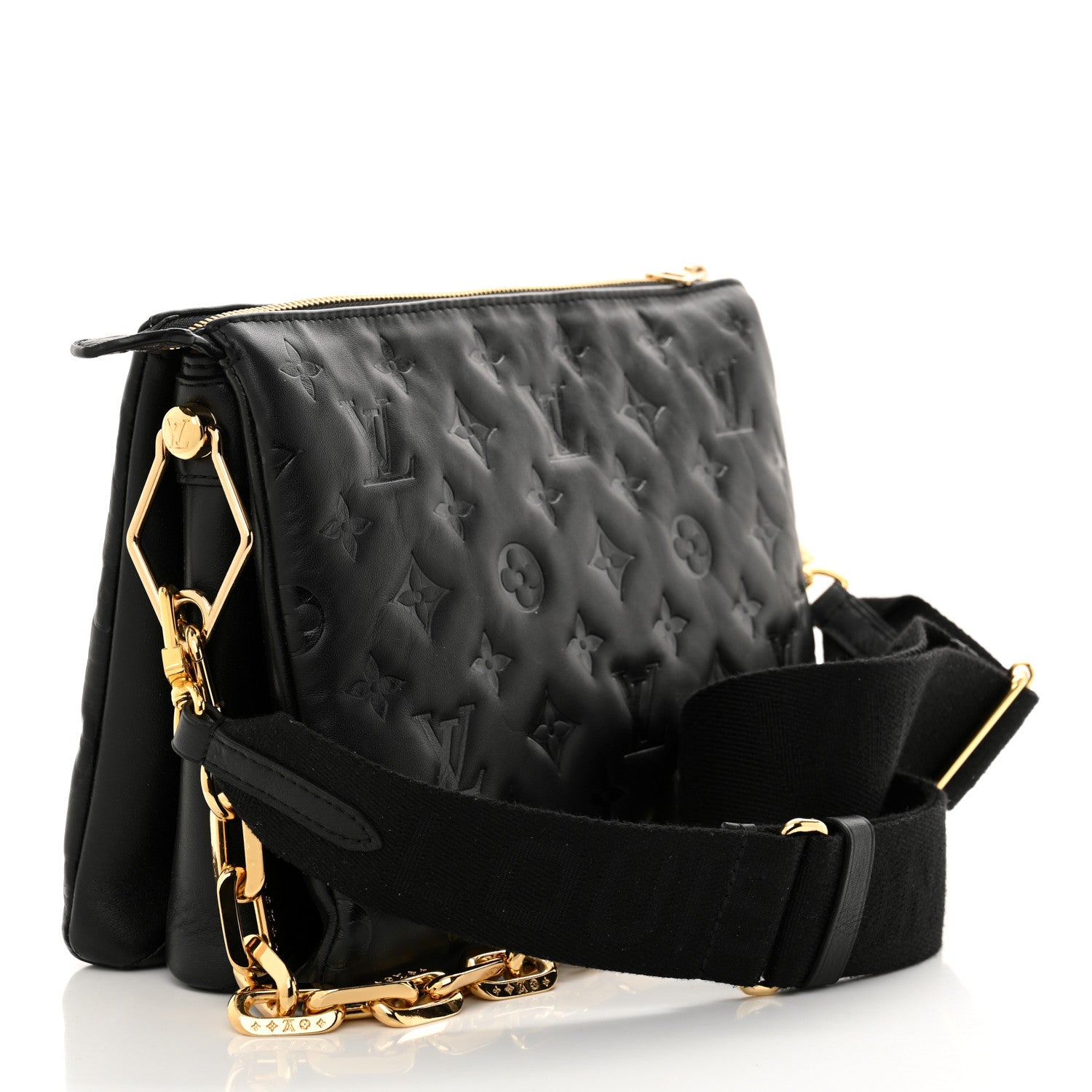 Louis Vuitton Lambskin Embossed Monogram Coussin PM Black 3 of 10