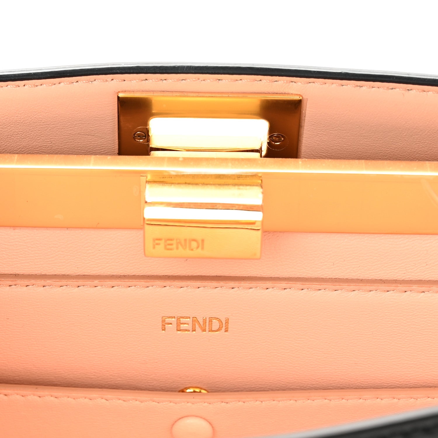 Fendi Vitello King Luxor Shiny Nappa Medium Peekaboo I SEE U East West Satchel Black Light Rose 6 of 10
