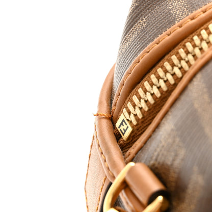 Fendi Glazed Fabric Vitello Century FF 1974 Stamp Patch Mini Boston Box Bag Mogano Panna Caramello 11 of 13