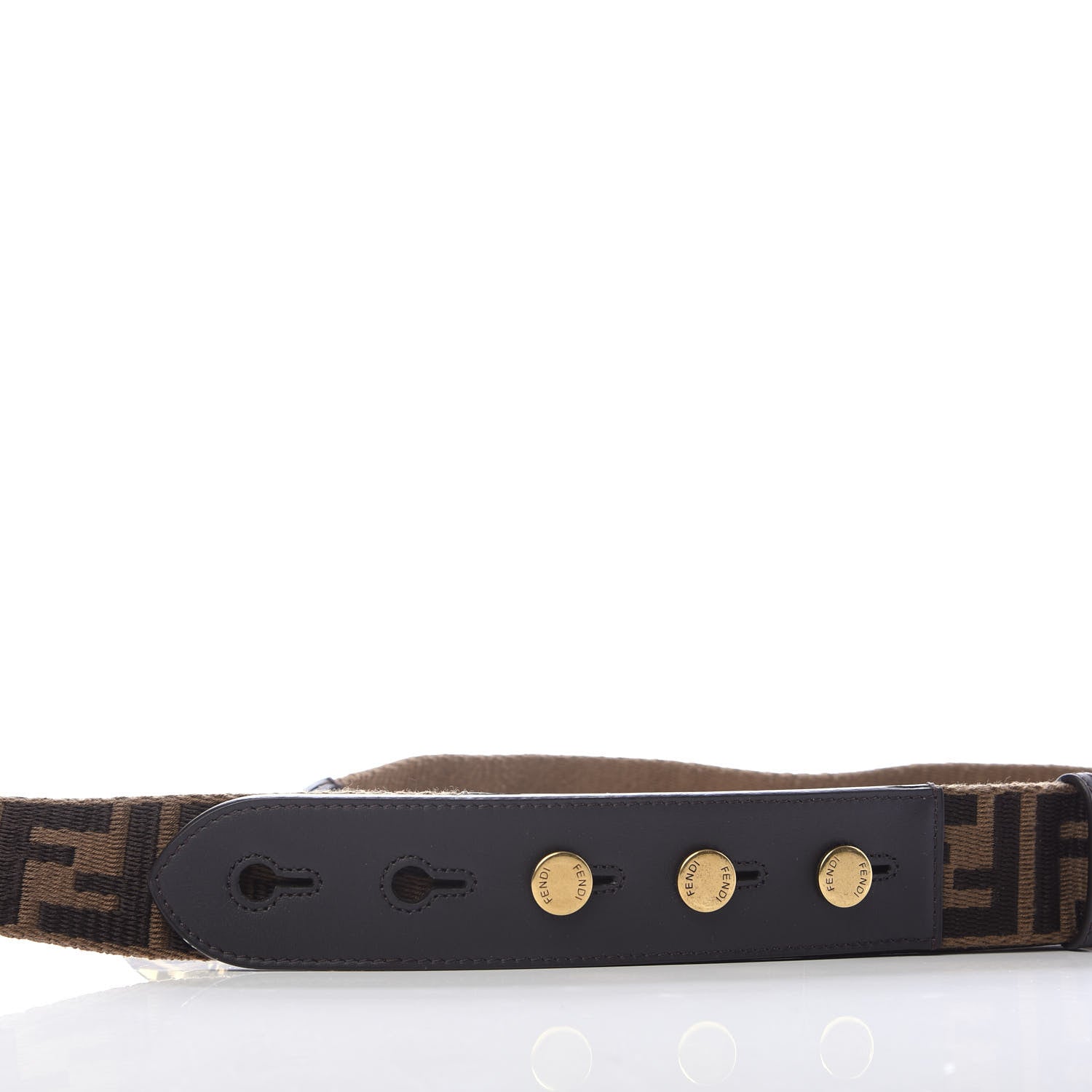 Fendi Ribbon Vitello Century FF 1974 Flat Studded Strap You Fango Marrone Ebano 6 of 6