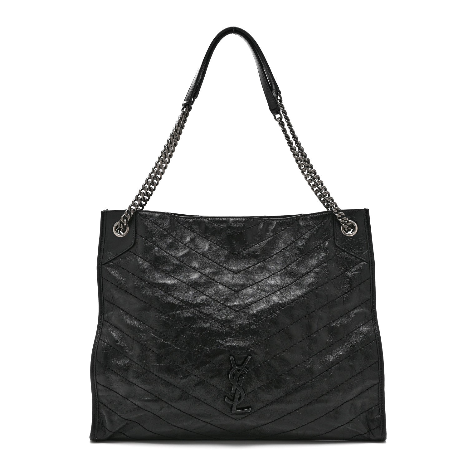 Saint Laurent Crinkled Calfskin Matelasse Monogram Large Niki Shopper Tote Black 1 of 11
