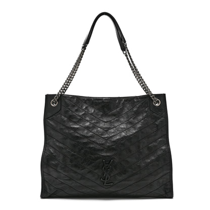 Saint Laurent Crinkled Calfskin Matelasse Monogram Large Niki Shopper Tote Black 1 of 11
