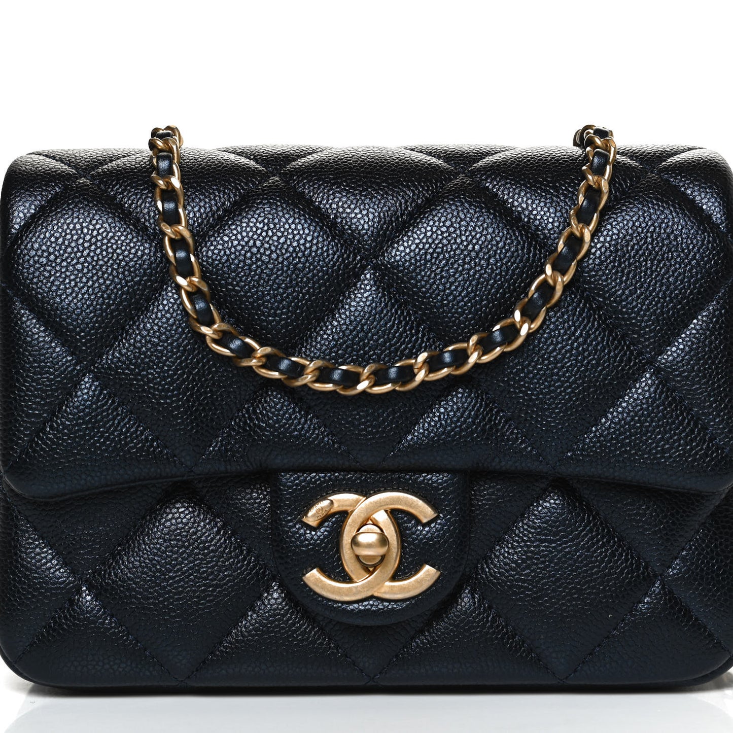 Iridescent Caviar Quilted Mini My Perfect Flap Black