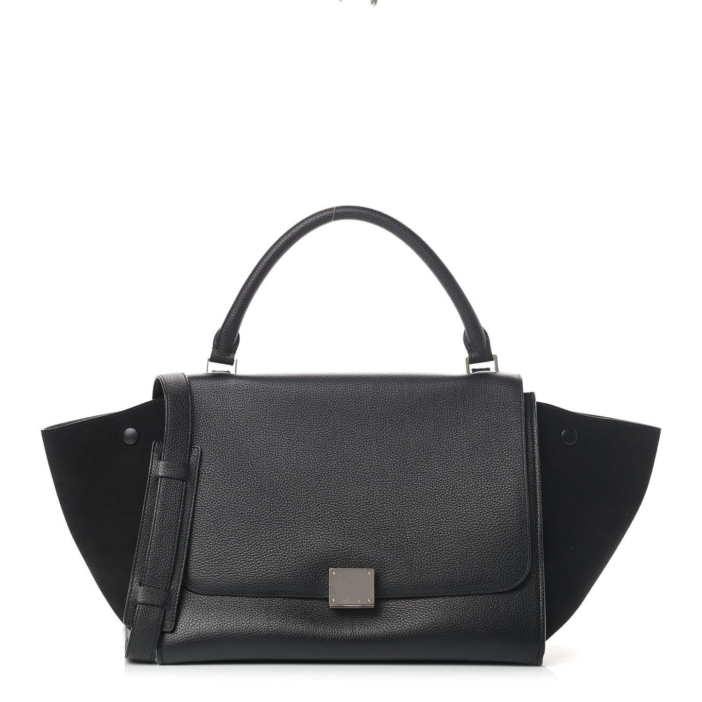 Drummed Calfskin Suede Small Trapeze Black
