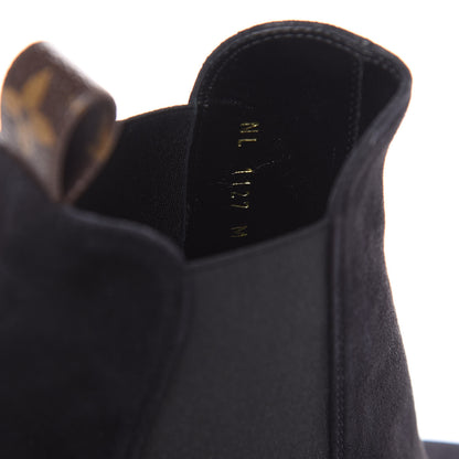 Louis Vuitton Suede Monogram Uniformes Cap Toe Chelsea 75mm Ankle Boots 36.5 Black 8 of 8