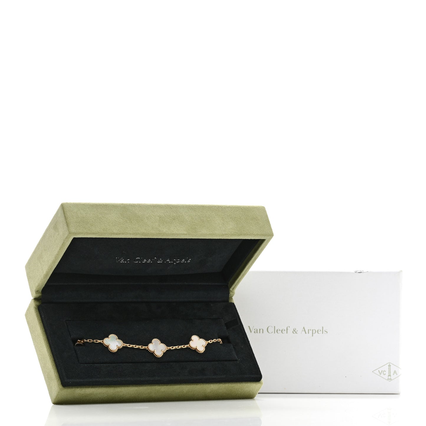 VAN CLEEF & ARPELS 18K Yellow Gold Mother of Pearl 5 Motifs Vintage Alhambra Bracelet