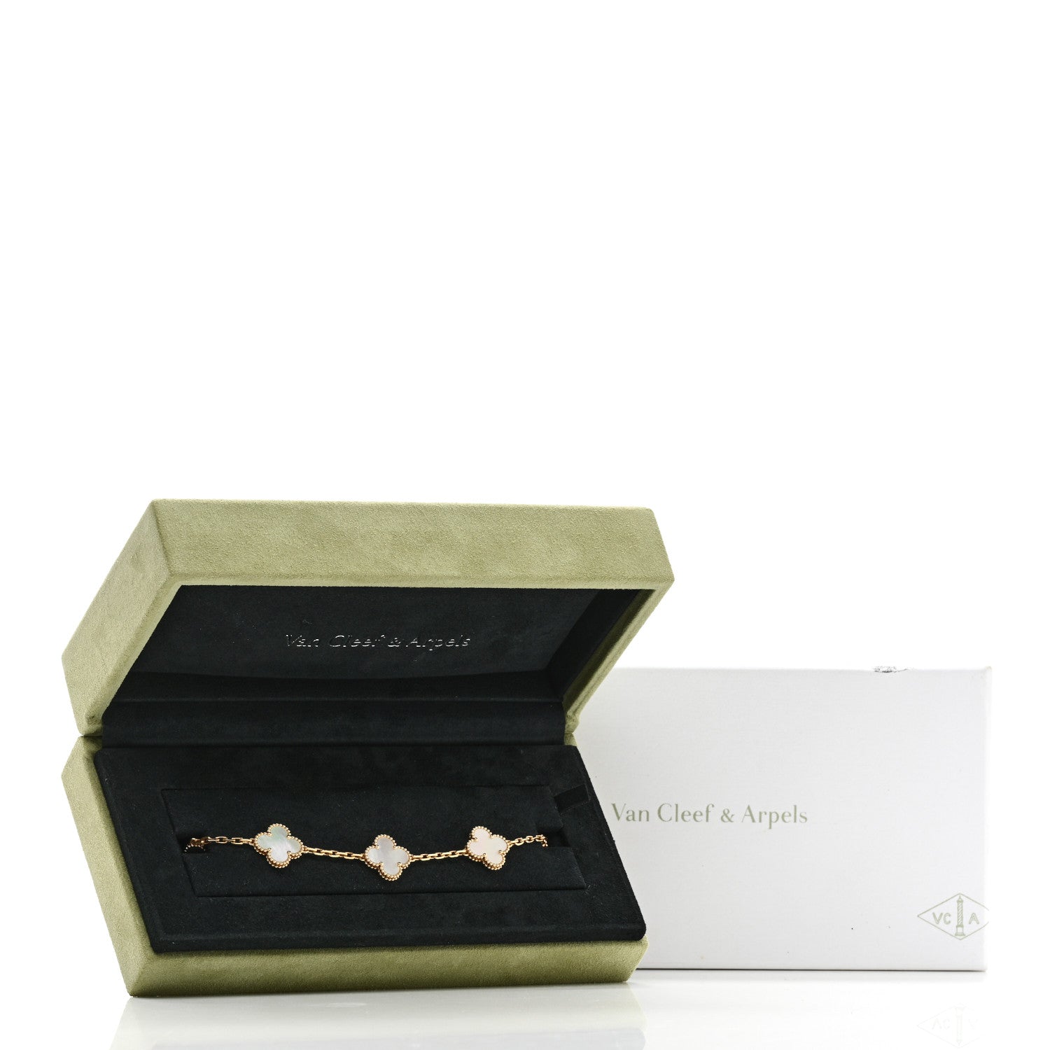 Van Cleef & Arpels VAN CLEEF & ARPELS 18K Yellow Gold Mother of Pearl 5 Motifs Vintage Alhambra Bracelet 6 of 6