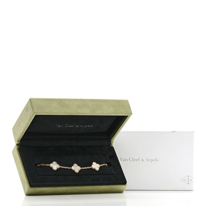 Van Cleef & Arpels VAN CLEEF & ARPELS 18K Yellow Gold Mother of Pearl 5 Motifs Vintage Alhambra Bracelet 6 of 6