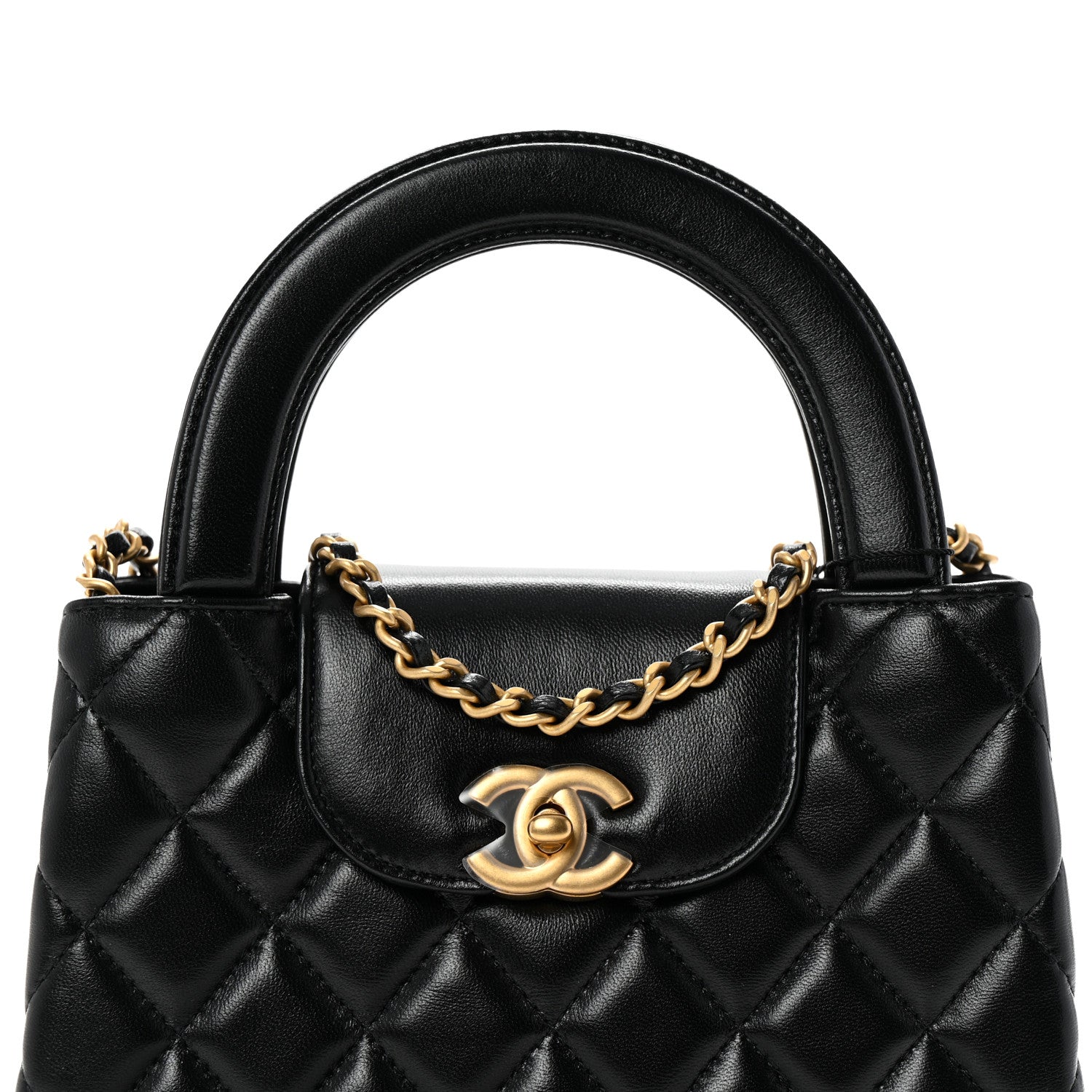 Chanel Shiny Aged Calfskin Quilted Nano Kelly Shopper Black 8 of 10