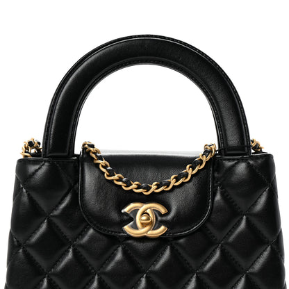 Chanel Shiny Aged Calfskin Quilted Nano Kelly Shopper Black 8 of 10