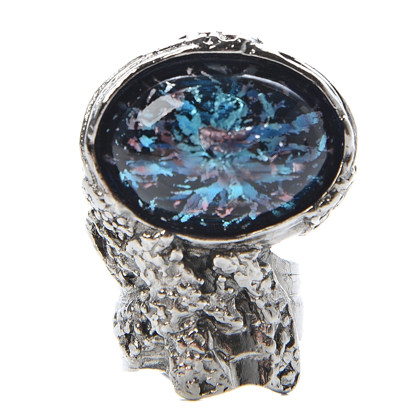 Glass Cabochon Arty Ovale Ring 6 Black Cipria
