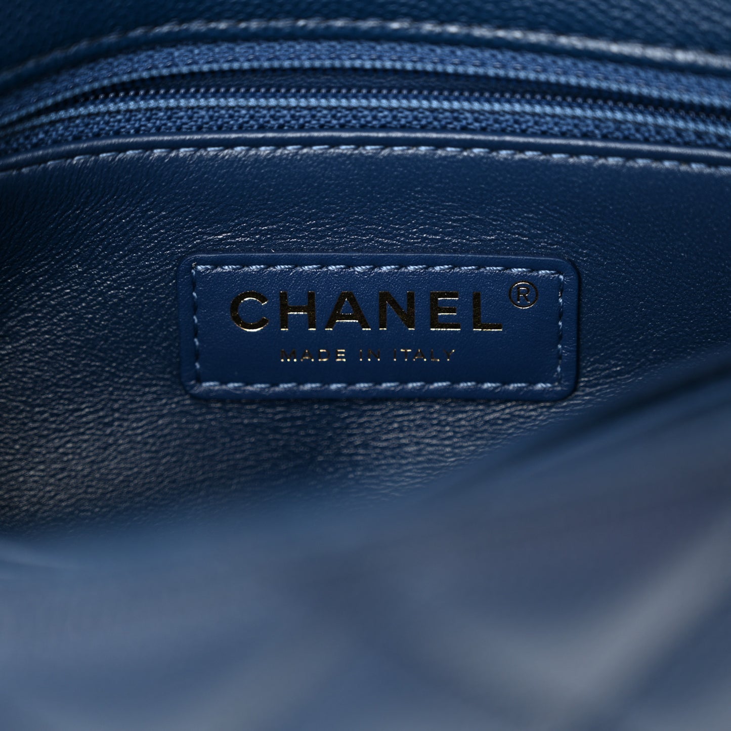 Caviar Quilted Lizard Embossed Mini Coco Handle Flap Navy Blue