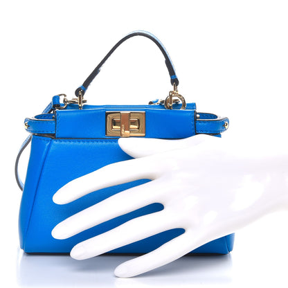 Fendi Shiny Nappa Micro Peekaboo Iconic Satchel Blue Royal 3 of 8