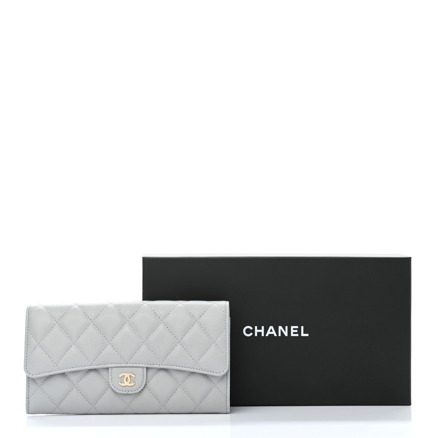 Chanel Caviar Quilted Large Flap Wallet Grey 9 of 9