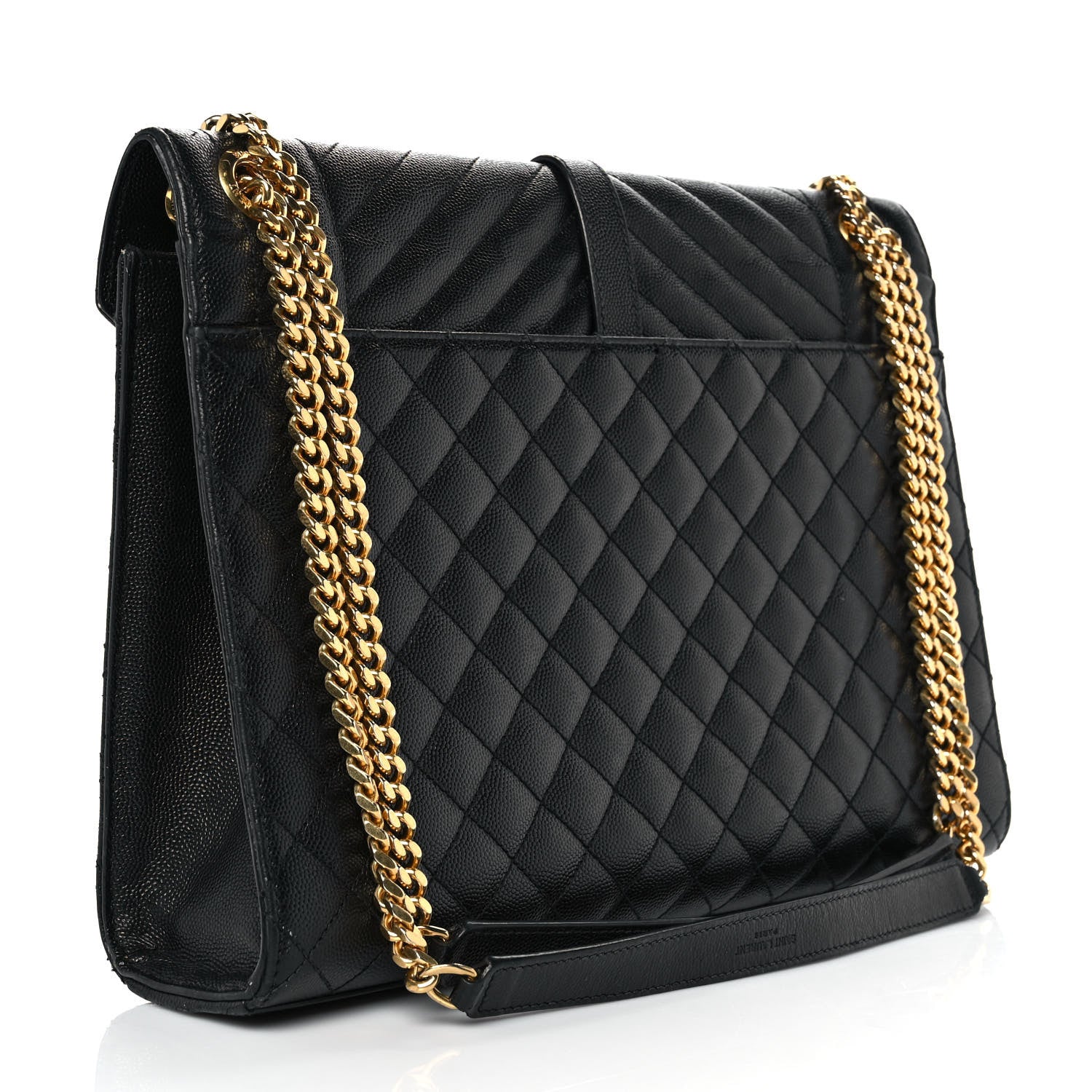 Saint Laurent Grain De Poudre Textured Mixed Matelasse Large Triquilt Monogram Satchel Black 3 of 9