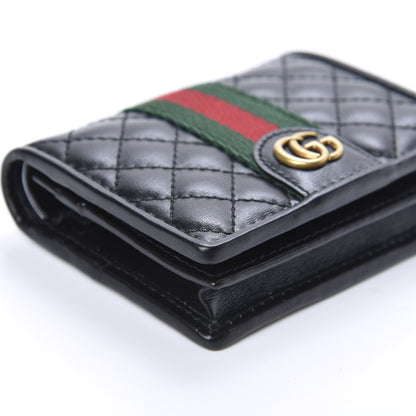 Gucci Calfskin Web Trapuntata GG Marmont Card Case Wallet Black 7 of 9
