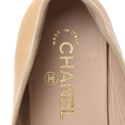 Chanel Lambskin Cap Toe Ballerina Flats 38.5 Beige Black 8 of 12