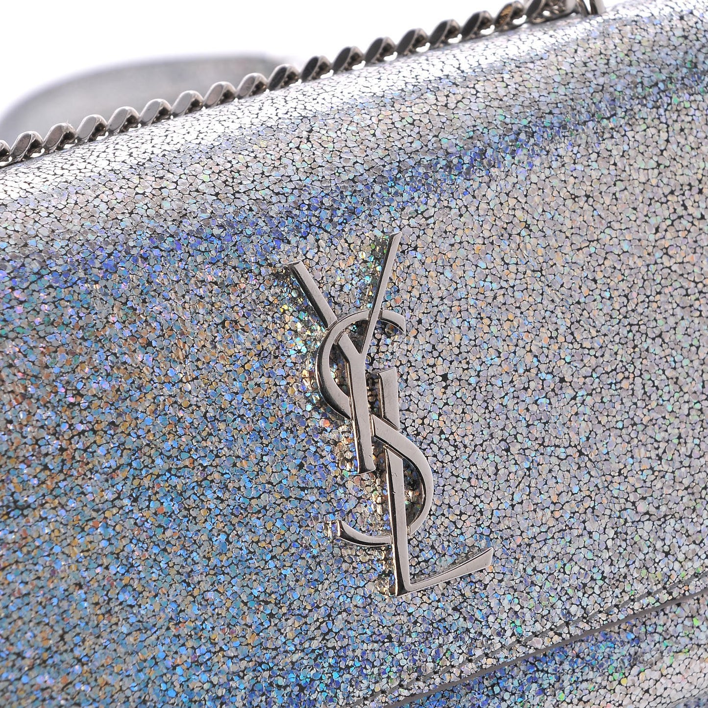 Metallic Crackled Calfskin Monogram Sunset Chain Wallet Star Light