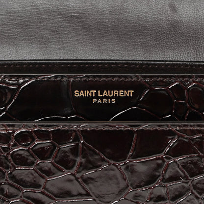 Saint Laurent Calfskin Crocodile Embossed Medium Monogram Sunset Brown 5 of 9