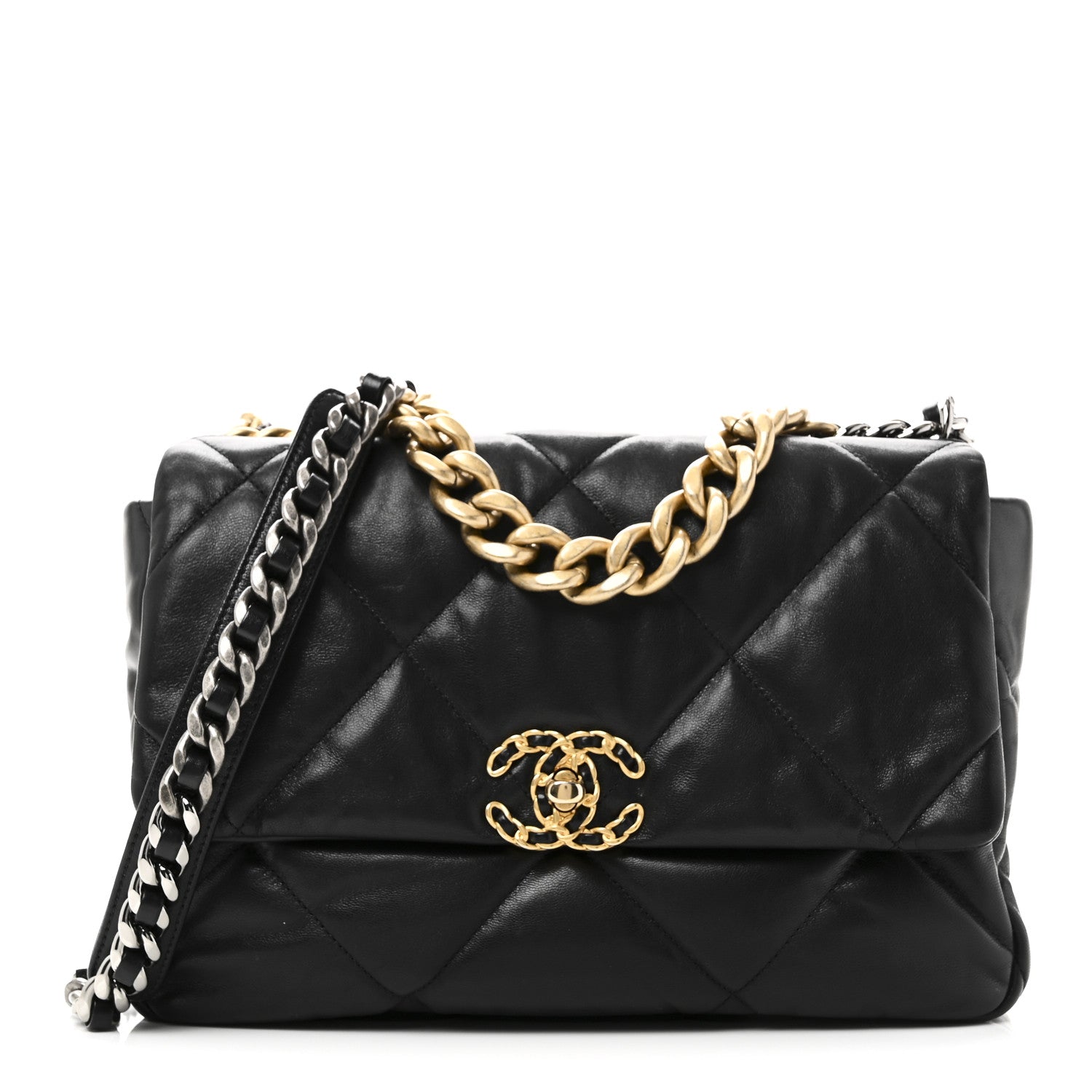 Chanel Goatskin Quilted Large Chanel 19 Flap Black 1848709