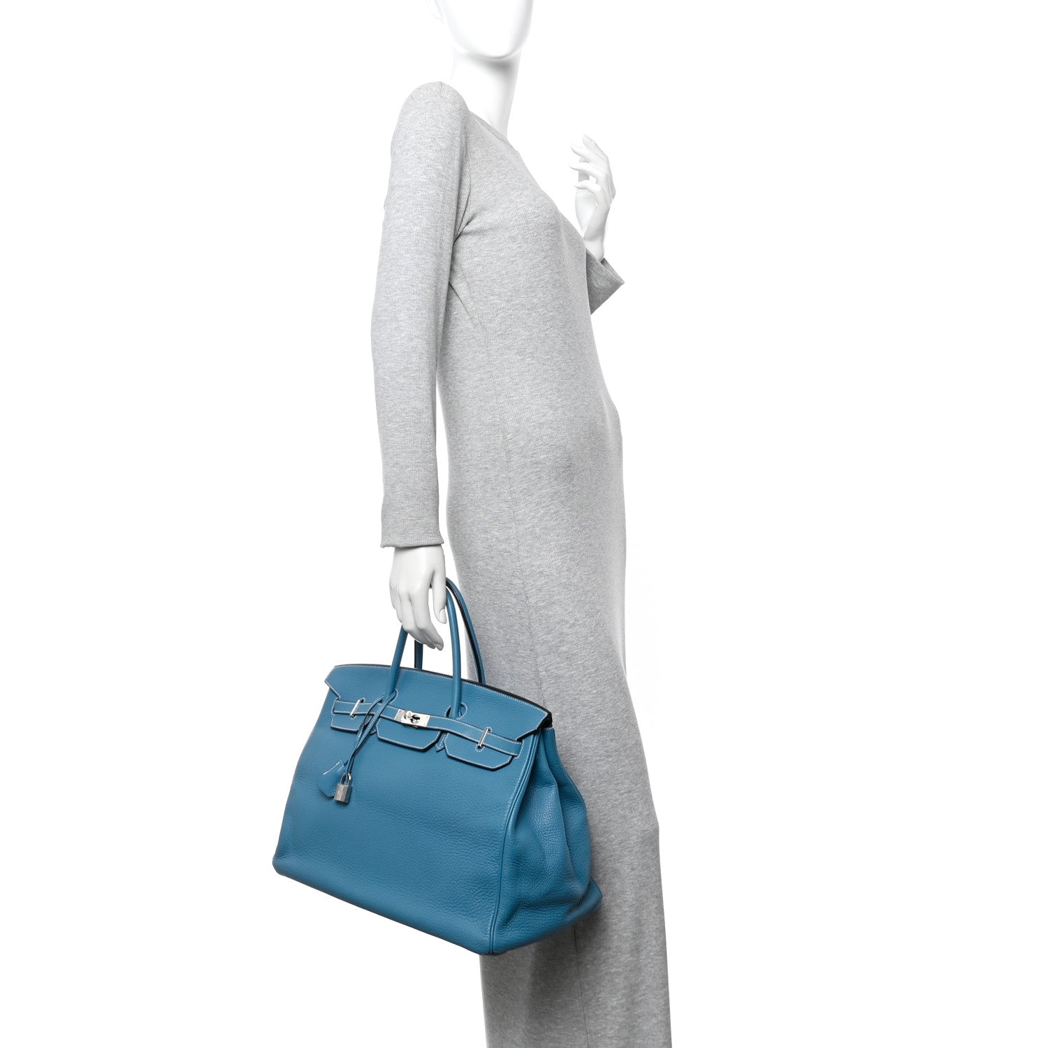 Hermes Taurillon Clemence Birkin 40 Blue Jean 2 of 12