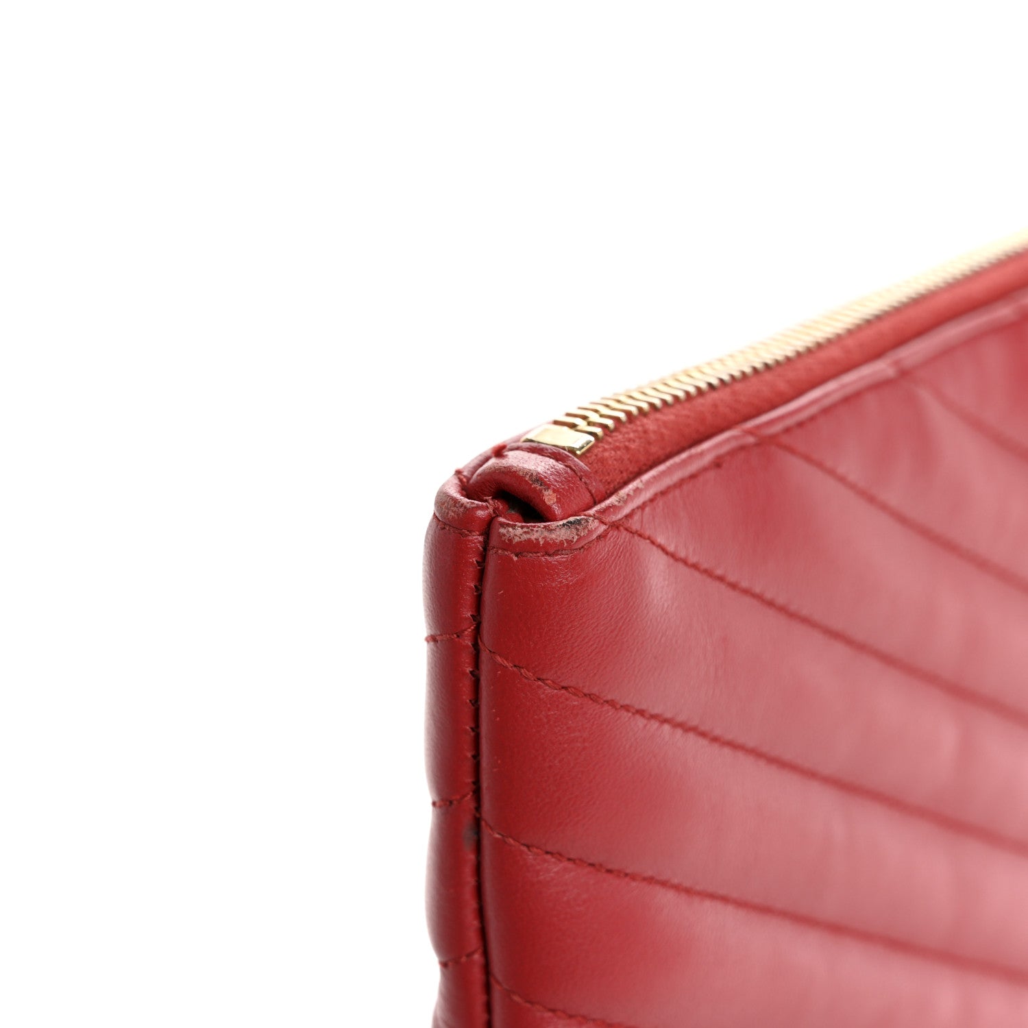 Saint Laurent Calfskin Matelasse Chevron Monogram Document Holder Rouge Eros 10 of 14