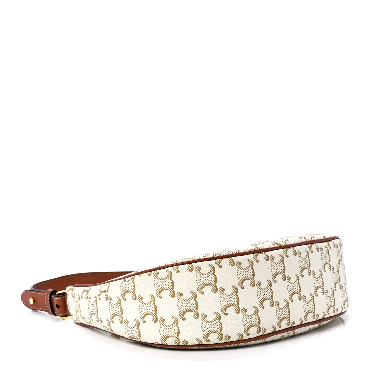 Canvas Calfskin Ava Triomphe Shoulder Bag White