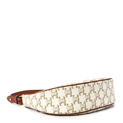 Celine Canvas Calfskin Ava Triomphe Shoulder Bag White 4 of 12