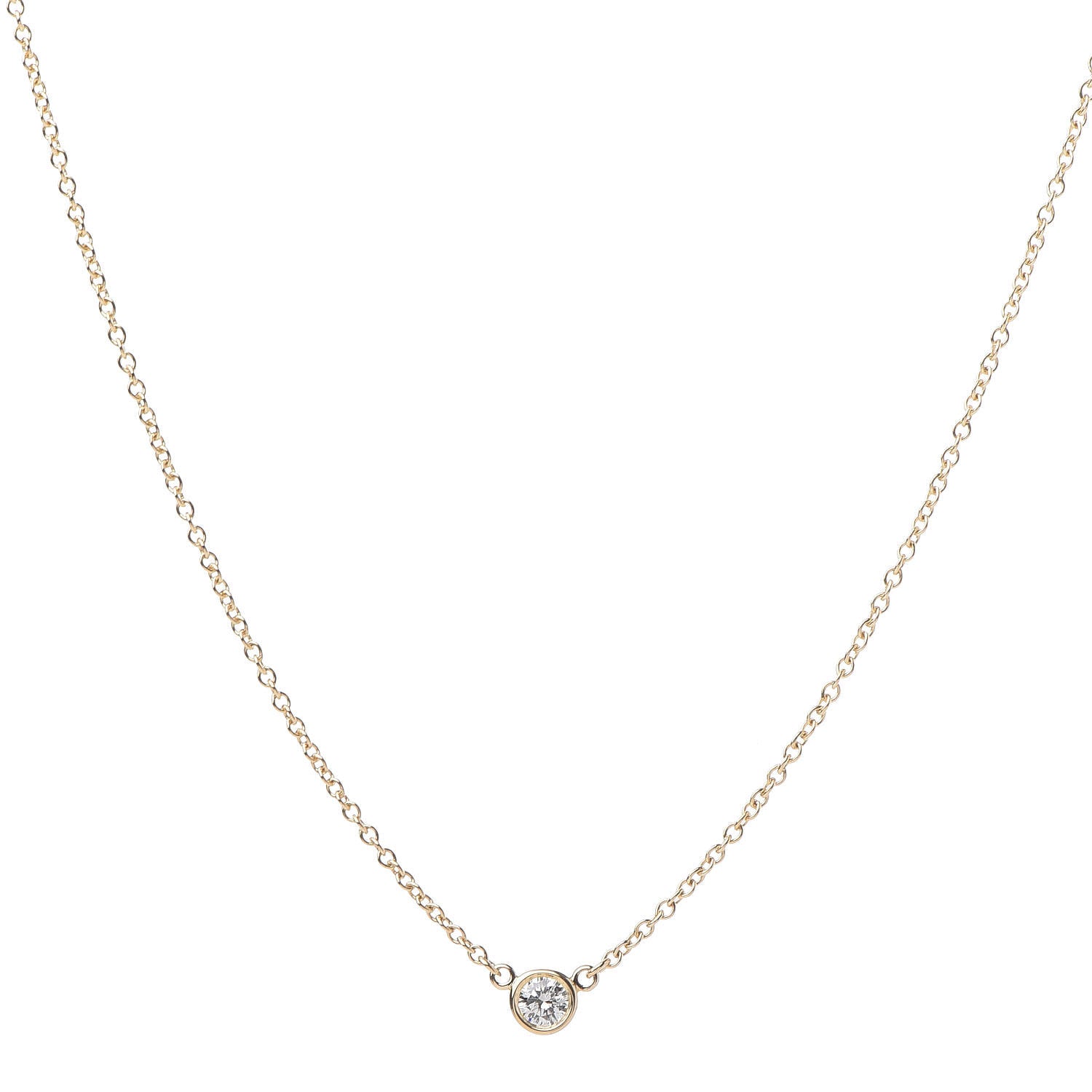 Tiffany 18K Yellow Gold Diamond .08ct Elsa Peretti Diamonds by the Yard Pendant Necklace 1 of 7