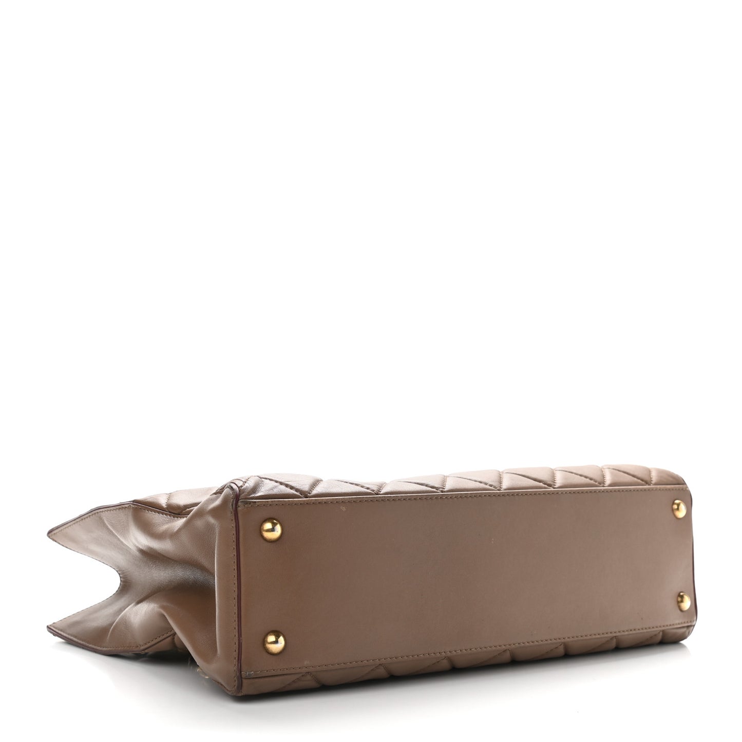 Calfskin Quilted Perfect Edge Tote Brown