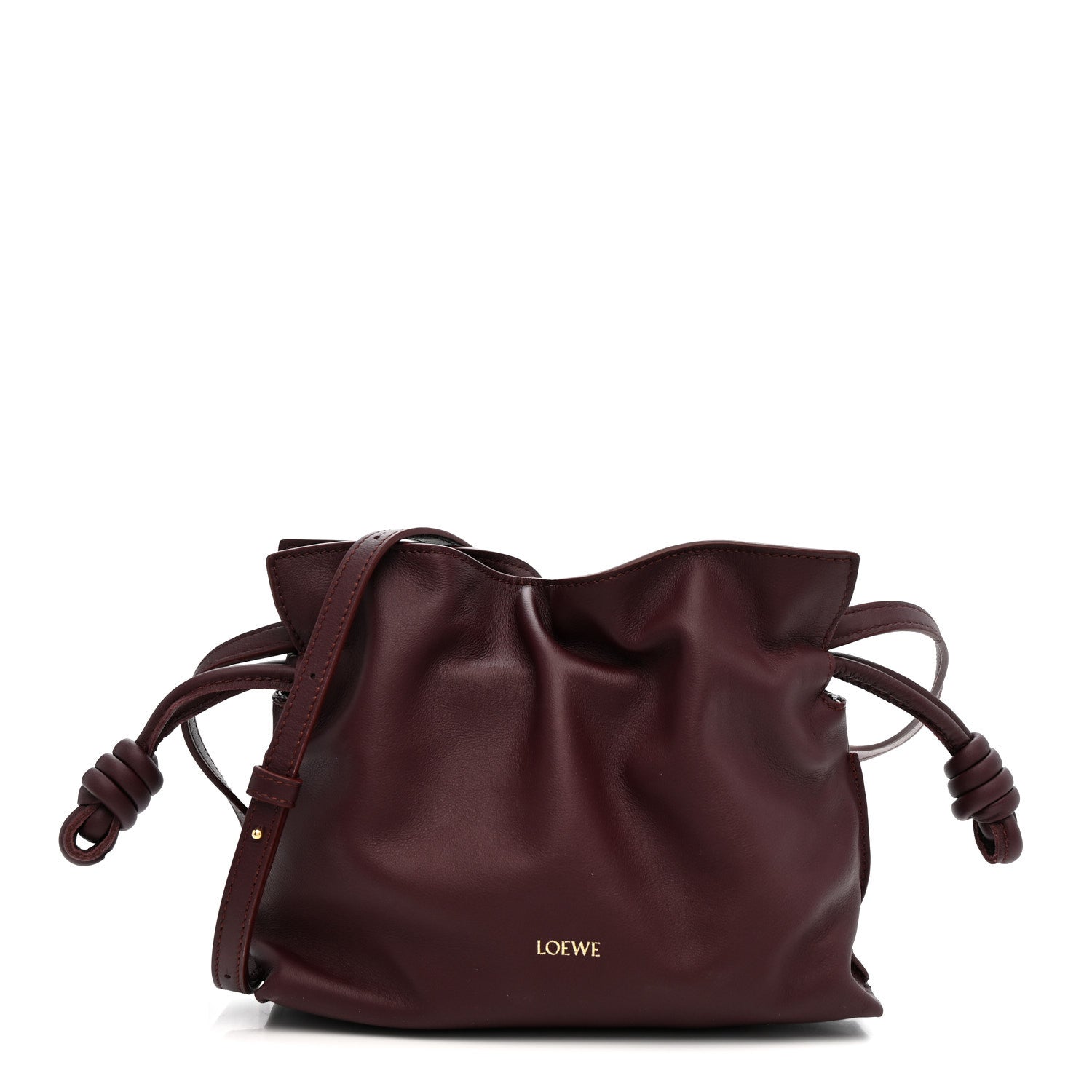 Loewe Calfskin Mini Flamenco Knot Clutch Dark Burgundy 1 of 11