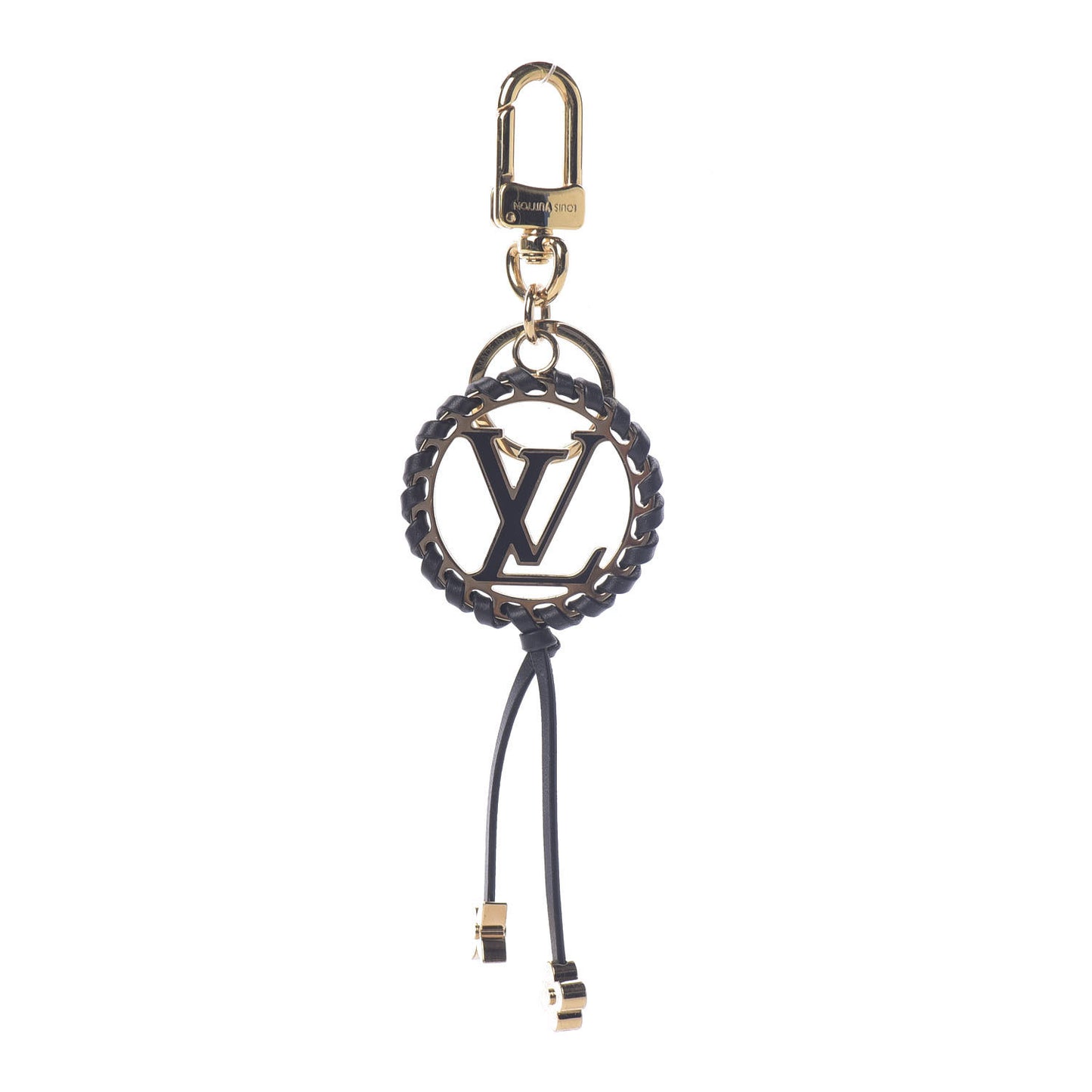 Metal Lambskin Enamel Very Bag Charm Key Holder Black