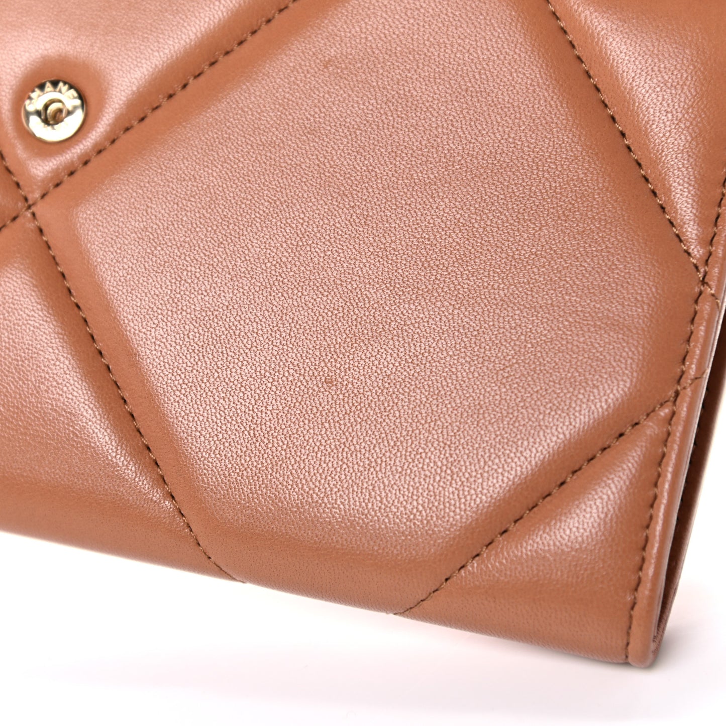 Lambskin Quilted Chanel 19 Flap Wallet Brown
