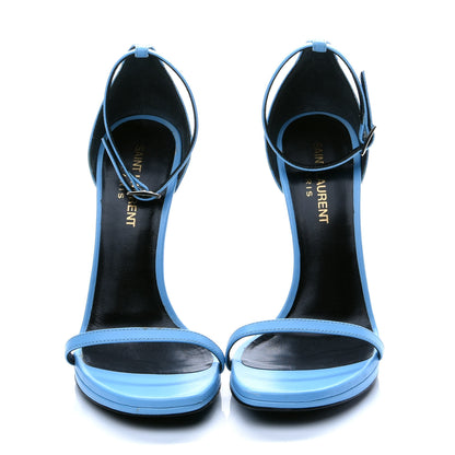 Saint Laurent Calfskin Jane 110 Ankle Strap Sandals 37 Blue 2 of 8