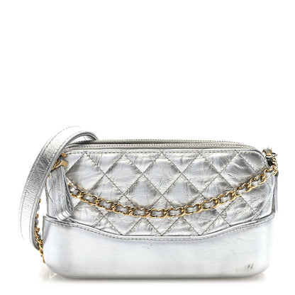 Chanel Metallic Lambskin Calfskin Quilted Small Gabrielle Clutch With Chain Silver 1 of 11