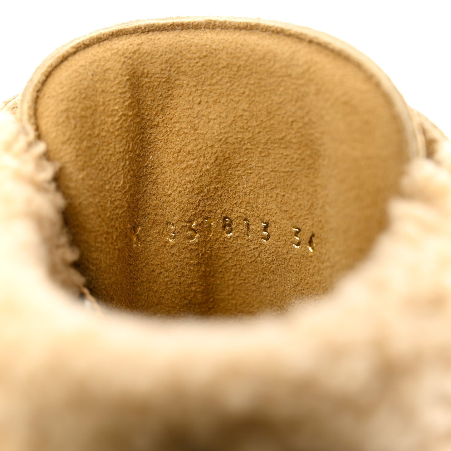 Suede Shearling Quilted CC Combat Boots 36 Beige