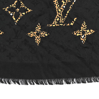 Louis Vuitton Wool Silk Monogram Giant Jungle Shawl Black 2 of 3
